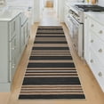 thumbnail image 2 of Garvee 2'x6' Modern Striped Runner Rugs Easy Jute Rug with Non-Slip Backing, Washable Rug Neutral Print Indoor Outdoor Carpet for Bedroom Hallway Patio, Black Coffee, 2 of 6