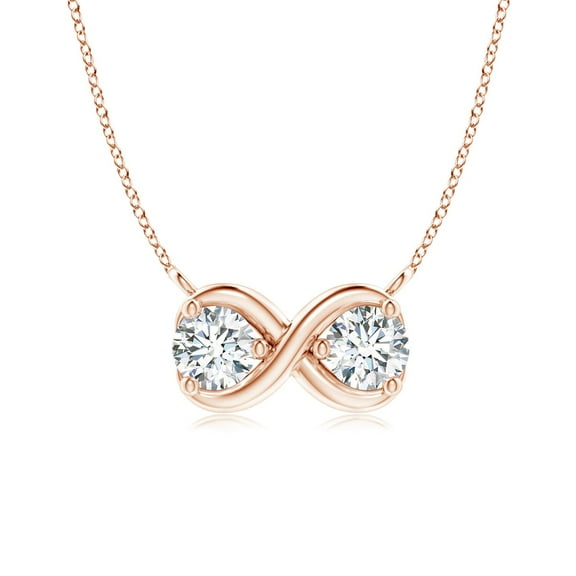 ANGARA Natural Double Diamond Infinity Pendant Necklace in 14K Rose Gold for Women (Size-3.2mm| Color-G| Clarity-VS2) | April Birthstone, Anniversary Jewelry Gift for Women | Natural Diamond Necklace