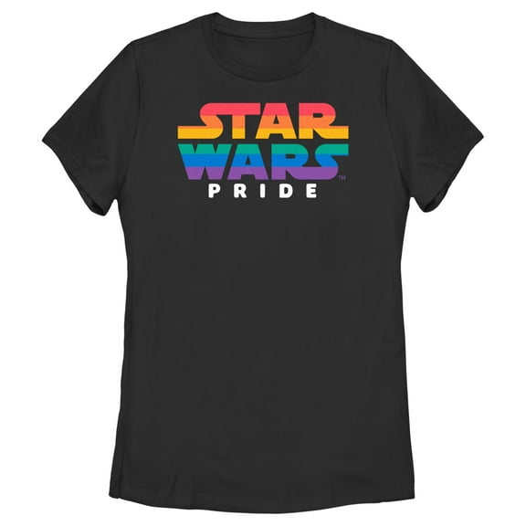 Women's Star Wars Pride Rainbow Logo Graphic Tee Black Large
