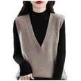 thumbnail image 2 of Winter Sweaters for Women Sleeveless V Neck Pullover Knitwear Sweater Vest Casual Trendy Fall Winter Outfit, 2 of 7