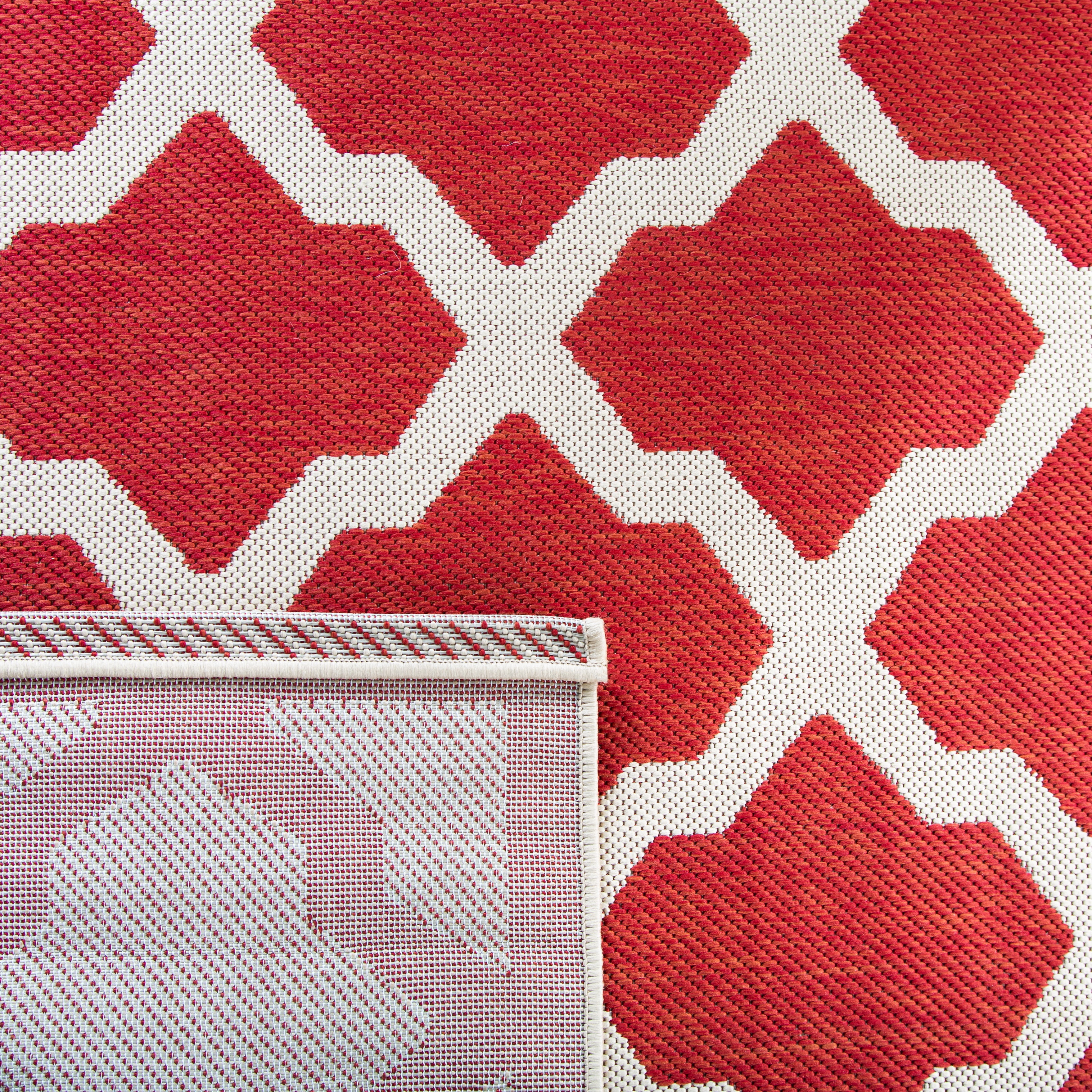 Safavieh Courtyard Amber Geometric Indoor/Outdoor Area Rug, Red/Bone, 4' x 5'7"