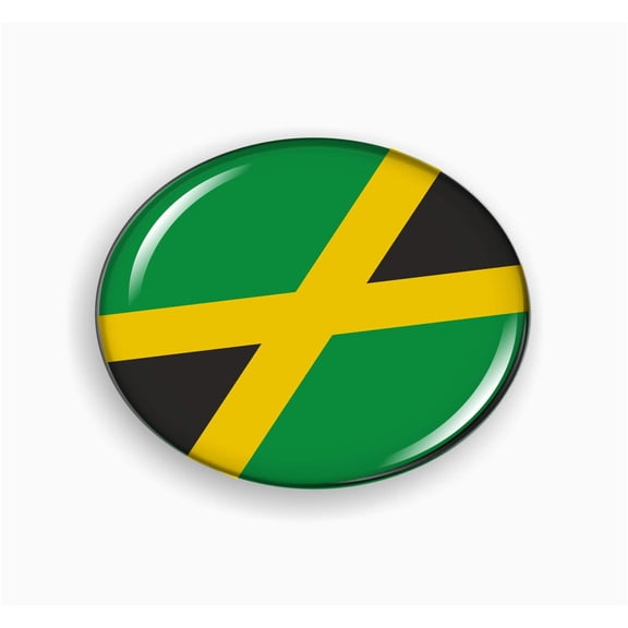 Jamaica Flag 3D Domed Automotive Emblem Round Car Badge - Flexible