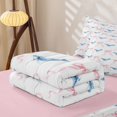 thumbnail image 5 of jejeloiu Watercolor Whale Ribbon Zipper Full Size Comforter Sets with Fitted Sheet and 2 Pillowcases For Girls,Delicate Coastal Print Zipper Bedding Set,White Blue,Pink Reversible,4 Pieces, 5 of 7