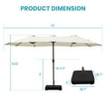 thumbnail image 4 of Aoodor 15ft Large Patio Umbrella with Base Stand, Outdoor Double-Sided Rectangle Umbrella - Beige, 4 of 9