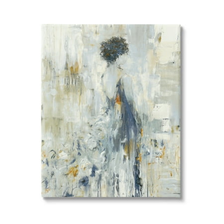 Stupell Industries Abstract Woman Blue Dress Gown Blocked Brushstrokes Canvas Wall Art, 24 x 30, Design by Lisa Ridgers