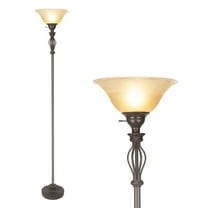 HonoDing 72-inch Mid-Century Floor Lamp with Glass Shade, Brown