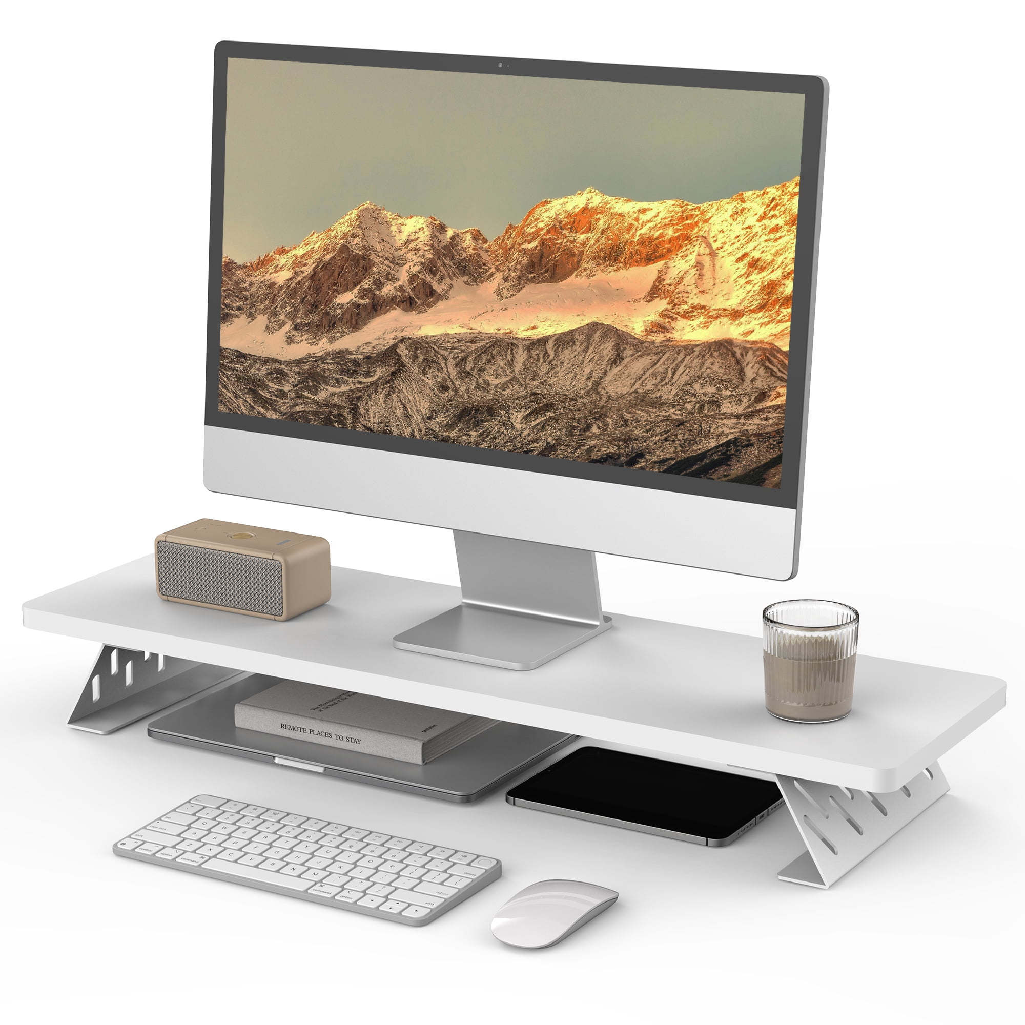 Fenge Dual Monitor Stand Riser, 31.5 inch Long Monitor Stand for Desk