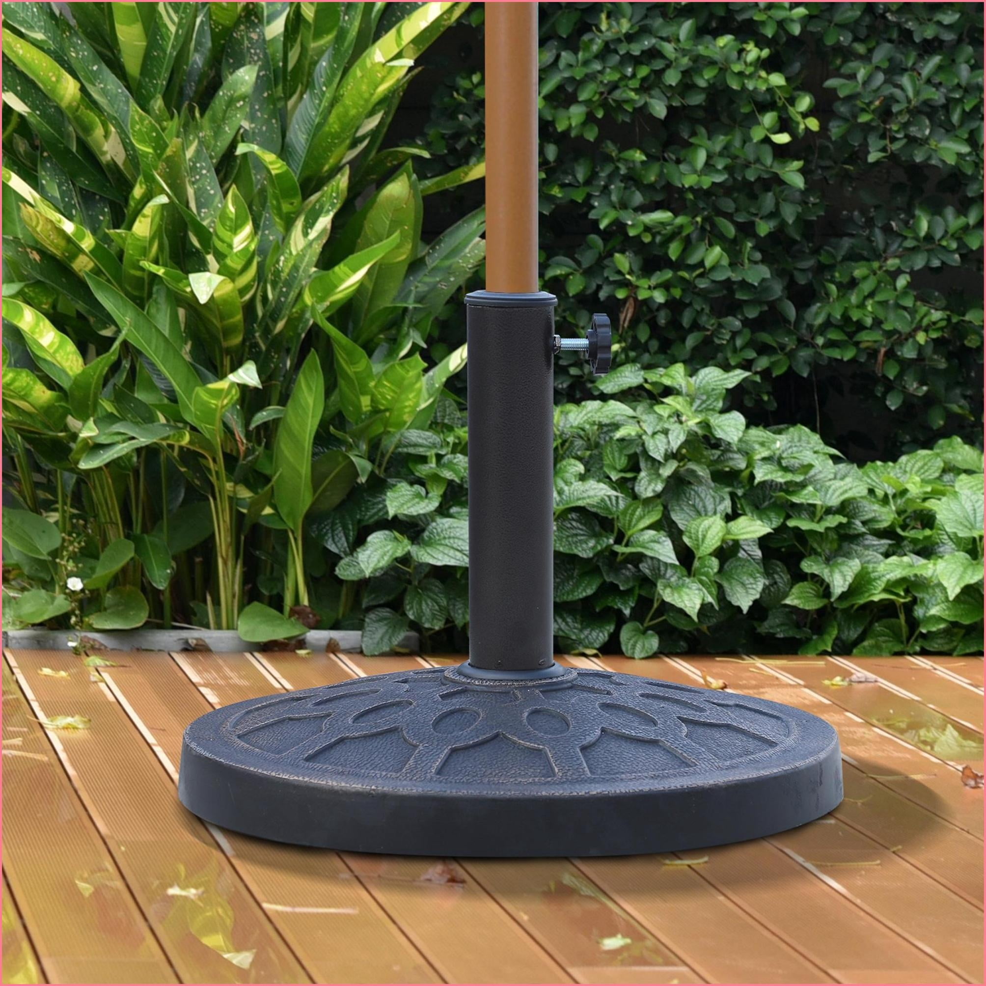 Patio Umbrella Base, 26 lbs Tan Brown Resin Round Stand, Easy Setup, Fits 1.5"/1.89" Poles, for Lawn Deck | Beige | Steel