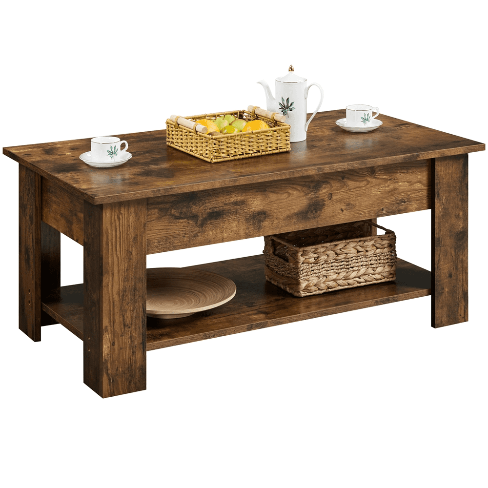 Yaheetech 47.5in Wooden Lift Top Coffee Table with Hidden Compartment for Living Room, Rustic Brown
