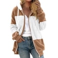 thumbnail image 2 of Tiqkatyck Womens Clothes Clearance Autumn and Winter Loose Plush Multi Color Panel Hooded Coat for Women Womens Tops M, 2 of 5