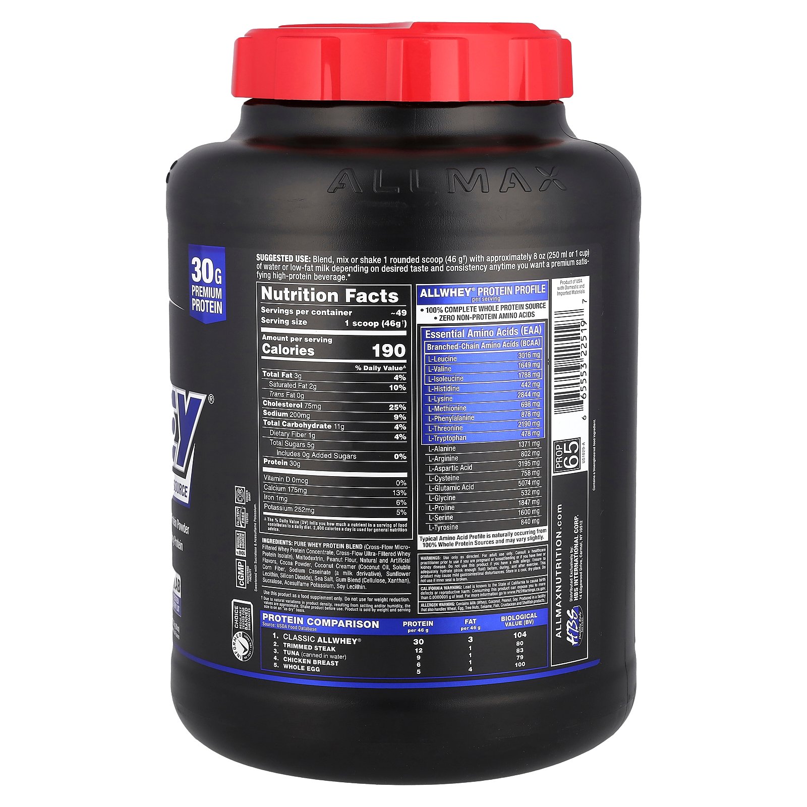 ALLMAX Classic ALLWHEY®, 100% Whey Protein, Chocolate Peanut Butter, 5 lbs (2.27 kg)