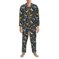 thumbnail image 3 of Naloa Flowers Butterfly Men’s Pajamas Set - Long Sleeve Button Down Sleep Shirt and Pajama Bottoms Sleepwear Set-X-Large, 3 of 7