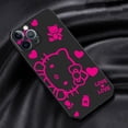 thumbnail image 3 of Funda de silicona para iPhone, carcasa negra, Hello Kitty, rosa, Kitty, blanco, 15, 14, SE, 13 Pro, 8, 7 Plus, 6s, XR, 11, XS, X, 12, Mini, 14 Pro Max, 3 of 5