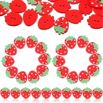 50 pcs Strawberry Shaped Buttons Decorative Buttons Wooden Buttons DIY Buttons with 2 Holes