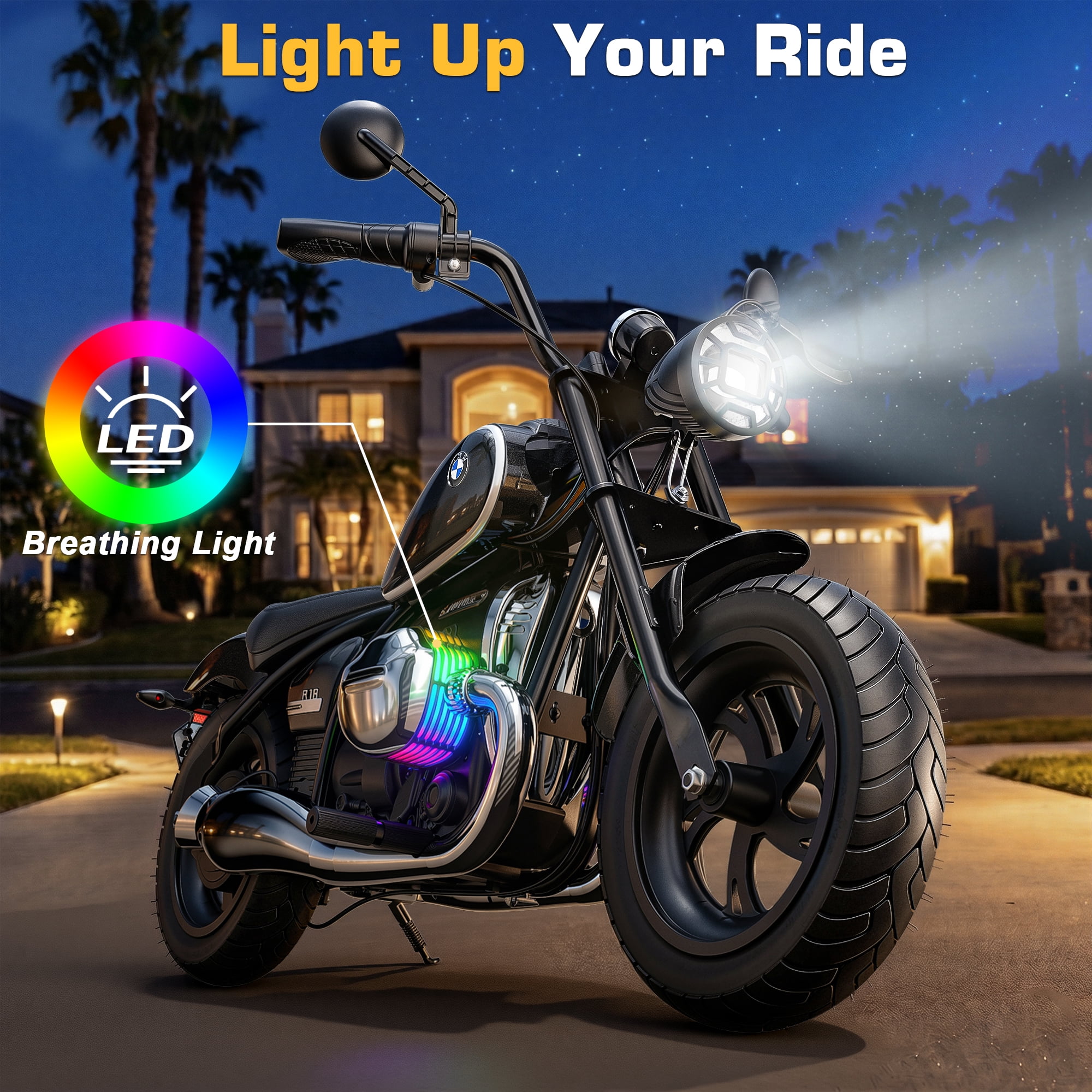 East doll BMW licensed Electric Motorcycle for Kids, 24V Ride on Toy for Big Kids 6-12, 300W Power Motor, Up to 13.05MPH & 12 Miles Range, Lights & Music, Electric Car for Kids, Black