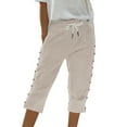 thumbnail image 5 of Aoiroe Cropped Pants Drawstring Drawstring Pants Women Fabric Pants Women'S Cotton Cropped Trousers Fall Fashion Cotton Capri Pants For Women Fall Pants For Women 2025 Z-C XL, 5 of 6