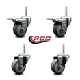 thumbnail image 2 of 3 Inch Gray Poly Swivel 3/4 Inch Threaded Stem Caster Set 2 Total Lock Brakes, 2 of 2