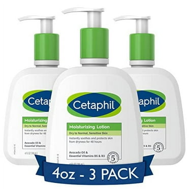 Body Moisturizer by CETAPHIL, Hydrating Moisturizing Lotion for All Skin Types, Suitable for Sensitive Skin, NEW 4 oz Pack of 3, Fragrance Free, Hypoallergenic, Non-Comedogenic