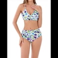 thumbnail image 2 of Conjunto de Bikini de Cintura Alta para Mujer, Traje de Baño de Dos Piezas con Control de Abdomen y Escote en V, 2025 Flor Morada S, 2 of 8