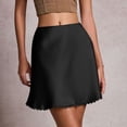 thumbnail image 2 of JIAYUE Women's Skirts Satin Mini A Line Solid Color High Waist Elastic Cute Silk For Daily Wear Stylish Female Skirt, 2 of 6