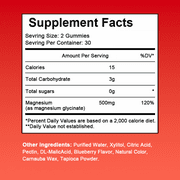 Magnesium Glycinate Gummies 500mg - Sugar Free Magnesium Potassium Supplement with Magnesium for Mood Support & Sleep for Adults - 60 Raspberry Gummies