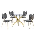 thumbnail image 1 of Round 45" x 45" 5pc Clear Glass Dinette Set with Dark Gray Chairs, 1 of 5