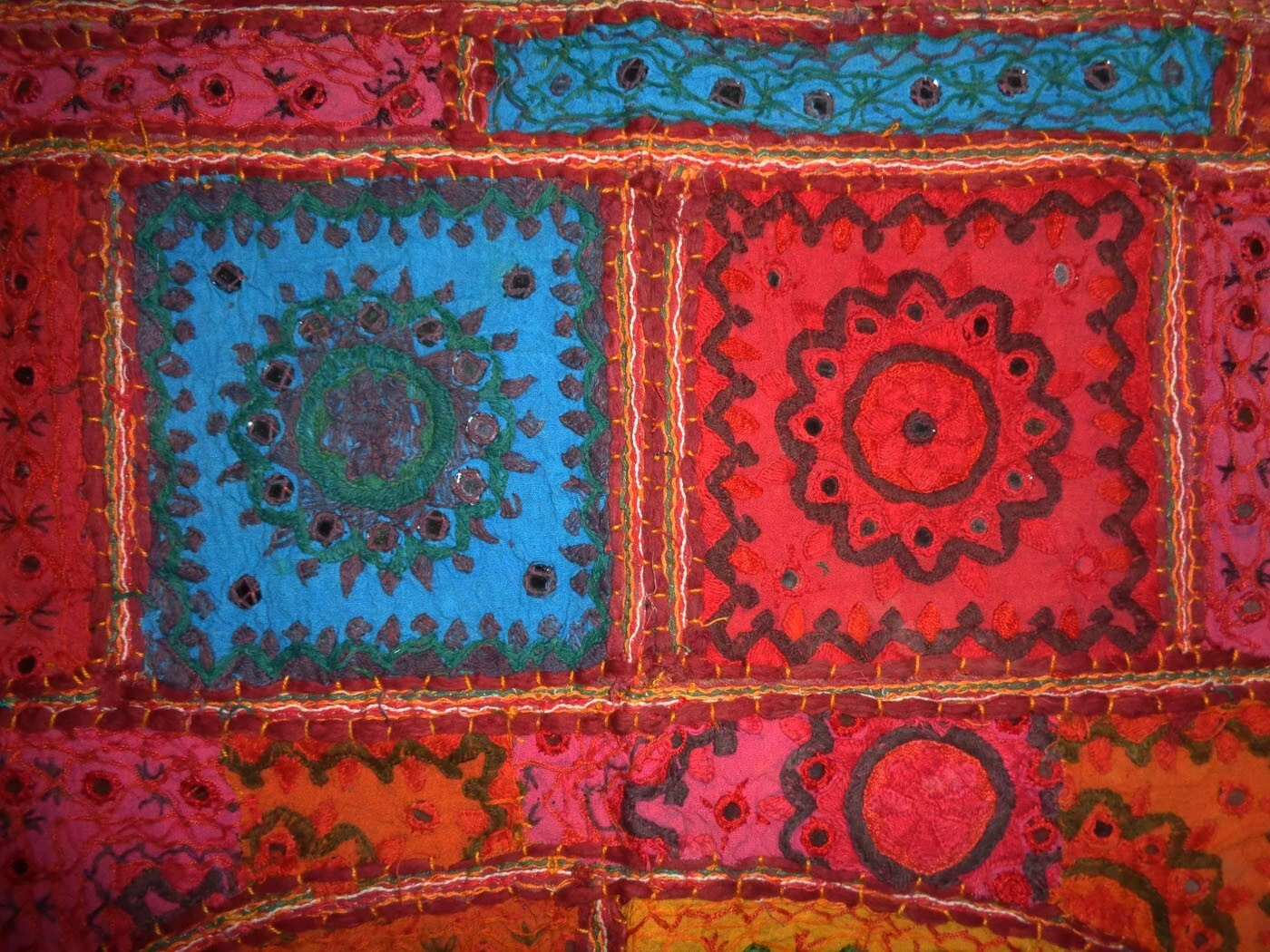 Tugana Craft Boho Banjara Door Valance, Multicolored Beaded Patchwork Embroidered Tapestry