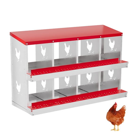 8 Compartment Chicken Nesting Box, Nesting Boxes for Chickens, Metal Chicken Laying Boxes with Perch, Secure Lid, Versatile Wall Mount or Free Standing for Hens