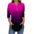thumbnail image 1 of SwiftWear T-Shirts pour Femmes Mode Tendance Col Rond Manches Mi-Longues T-Shirt Dégradé Décontracté Ample Basique, 1 of 5