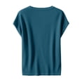 thumbnail image 4 of Lumtrix Womens Henley Sweaters Casual Cap Sleeve Tops Summer Business Work Loose Fitted Shirts Blue XL, 4 of 5