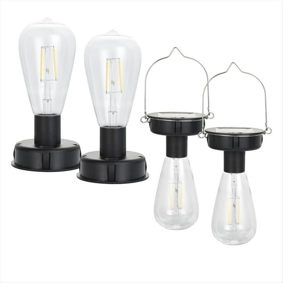Rollbacks & More 4 Pack Solar Hanging Lights Replacement Top with Bulb 3.15 Inch Light Part Lantern Accessories