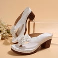 thumbnail image 4 of Eltusu Women Slide Sandals, Slip On Block Heel Open Toe Fashion Ladies Shoes White Size 6, 4 of 9