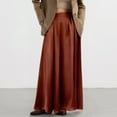 thumbnail image 2 of XIAOCHA Women Dark Green Satin Maxi Skirt High Waist Pleated Flowy A Line Skirt Casual Office Daily Party Wear Skirt, 2 of 8