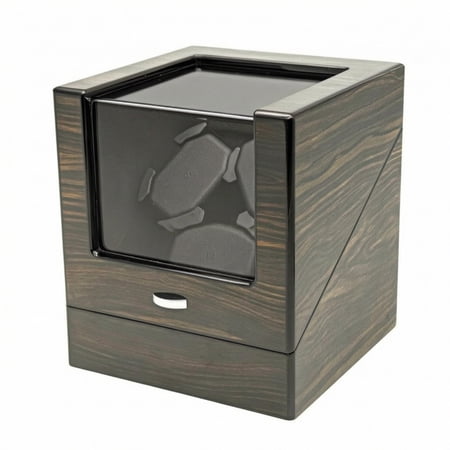 amagogo Automatic Watch Winder Display Rotator Box Golden Sandalwood Grain MDF Window Lid for Collectors and Gift Giving
