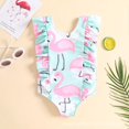 thumbnail image 2 of Traje de baño con volantes para niña recién nacida, conjunto de traje de baño de playa con Bikini Floral de una pieza para niño pequeño, unicornio rosa, 18-24 meses Feliz Sencillez, 2 of 5