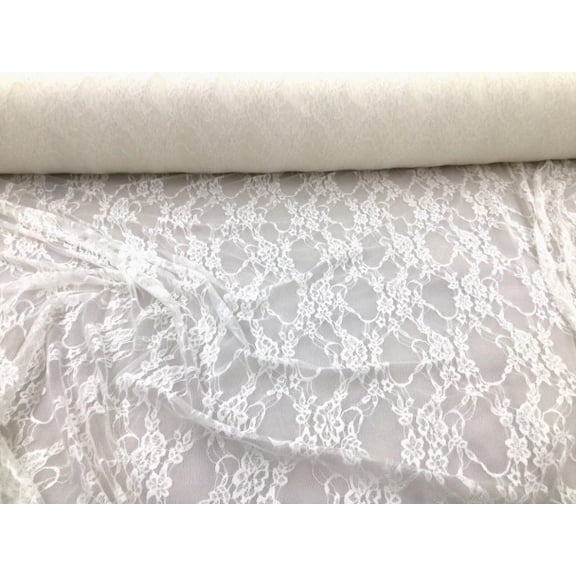Stretch Lace Apparel Fabric Sheer Ivory Metallic Floral PP32