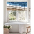 thumbnail image 4 of Blue Brown Ombre Valances for Windows Blue Gradient Abstract Wave Geometric Valance Rod Pocket Light Filtering Short Window Treatments Curtains for Kitchen Bathroom Living Room Bedroom, 42 x 18 Inch, 4 of 7