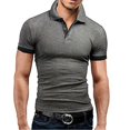 thumbnail image 2 of LRGSHF Polo Shirts for Men Basic Casual Summer Slim Fit Pullover Breathable Lightweight Solid Color 3-Button Short Sleeve Wears, 2 of 4