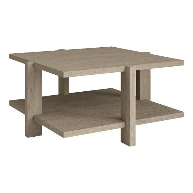 Henn&Hart 34.66"W Engineered Wood Coffee Table in Antiqued Gray Oak