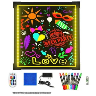 Slsy Illuminated LED Message Writing Board, 20x28 Erasable Neon Effect Menu Sign Board with 8 Fluorescent Makers,12Colors Flashing Modes,Remote
