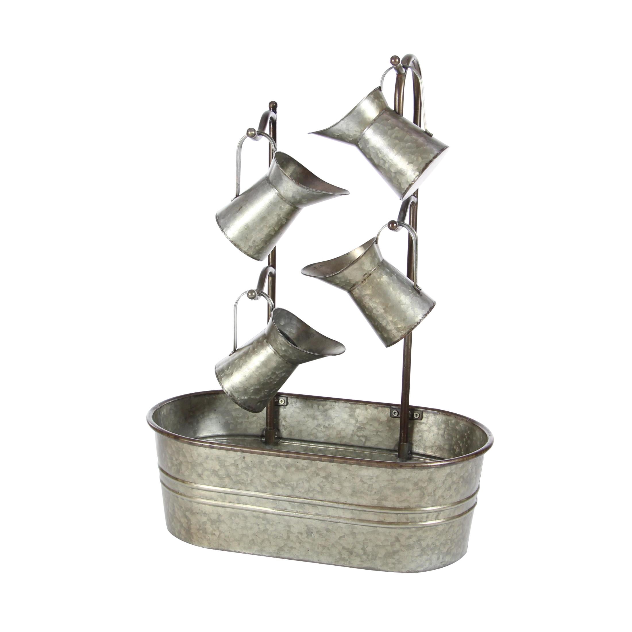 DecMode Gray Fountain Indoor Outdoor Decor with Watering Cans