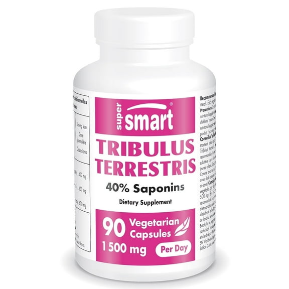 SuperSmart - Tribulus Terrestris 1500 mg per Day - Testosterone Booster for Men | Non-GMO & Gluten Free - 90 Vegetarian Capsules