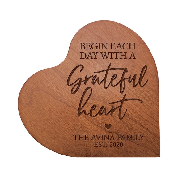 LifeSong Milestones Engraved Wooden Heart Block_Begin Each day With