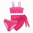 thumbnail image 3 of TOWED22 Girl's 3 Piece Bikini Set Cross Strap Swimsuits for Girls Bathing Suit with Shorts Teen Swimwear Swimming Suit(Hot Pink,10-11 Y), 3 of 9