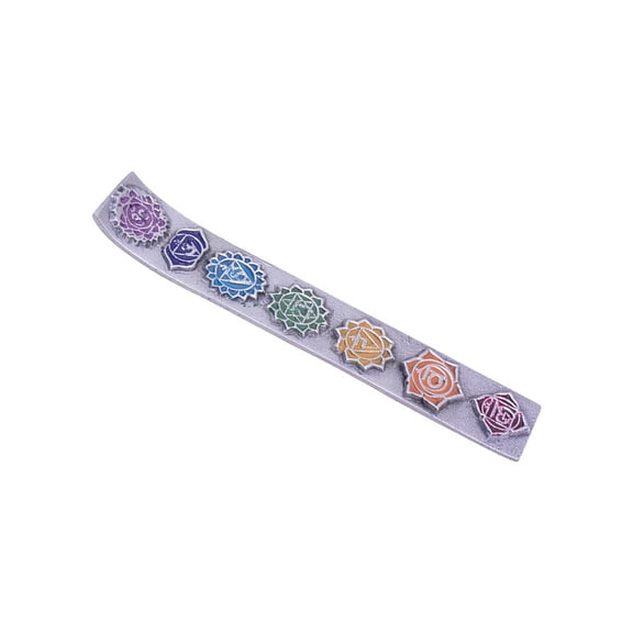 Seven Chakras Colored 10" Aluminum Incense Stick Holder Burner
