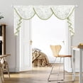 thumbnail image 2 of VOGOL Extra Wide Waterfall Valance 79x43 Inch - Sheer Voile Vintage Floral, Farmhouse Swag with Beaded Tassels for French Doors, Green, 2 of 7