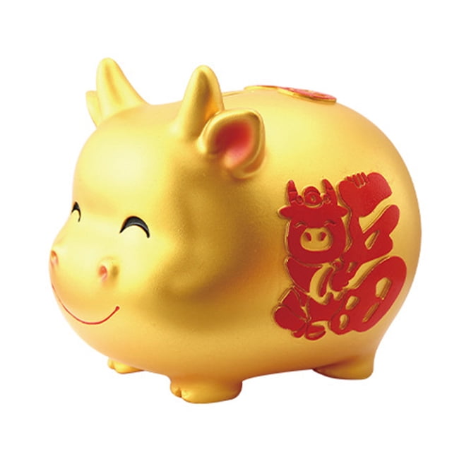 1 Pce Tirelire en Forme de Cochon Doré Grande Capacité pour Nouvel An Chinois (Doré)
