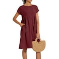 thumbnail image 4 of Clothing 2025 Dresses for Women 2025 Summer Cotton Linen Solid Gauze Dress Loose Casual Beach Vacation Flowy Midi Dress with Pockets, 4 of 8