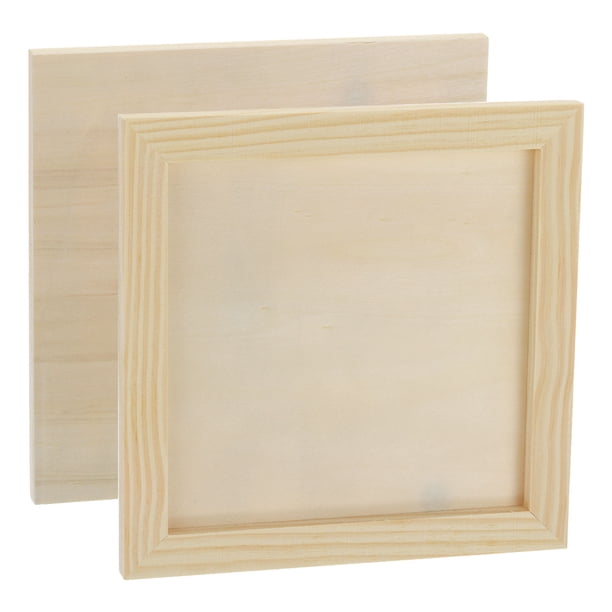 Panel de lienzo de madera sin terminar 8x8" Profundidad 0.4" Tableros de pintura de madera para verter, 4 paquetes