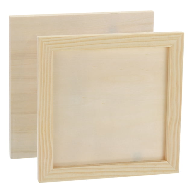Panel de lienzo de madera sin terminar 8x8" Profundidad 0.4" Tableros de pintura de madera para verter, 4 paquetes